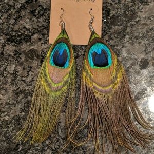 fashion boho Jewelry - Peacock feather earrings fashion boho Jewelry - Peacock feather earrings